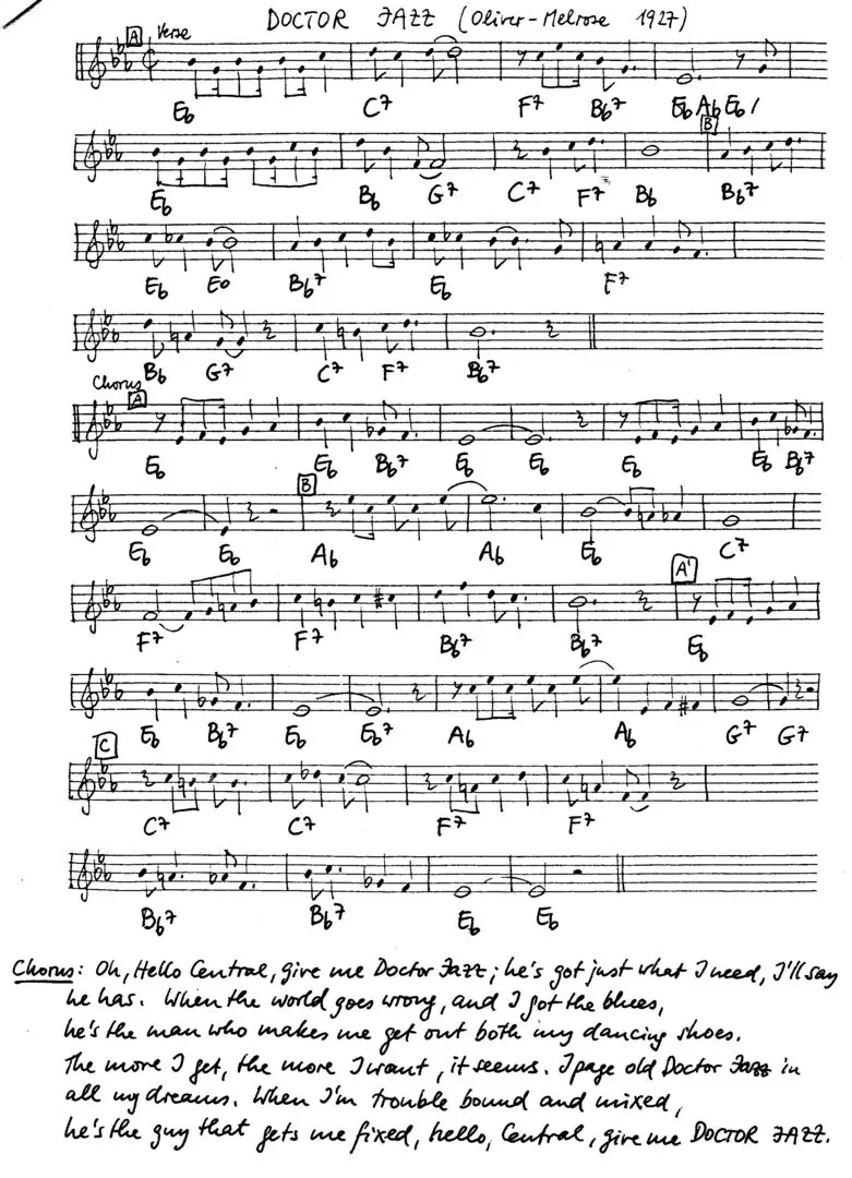 doctor jazz free jazz leadsheet - Courtesy of the Jungle Jazz Band